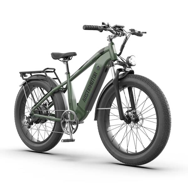 Wildaven 26 in. Mountain Electric Bicycle for Adults, 100-Watt Powerful Motor, 5-Volt 15Ah Removable Battery, Green