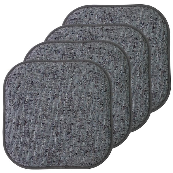 Sweet Home Collection Broadway Square Memory Foam 16 in.x16 in. Non-Slip Back, Chair Cushion (4-Pack), Multi Blue