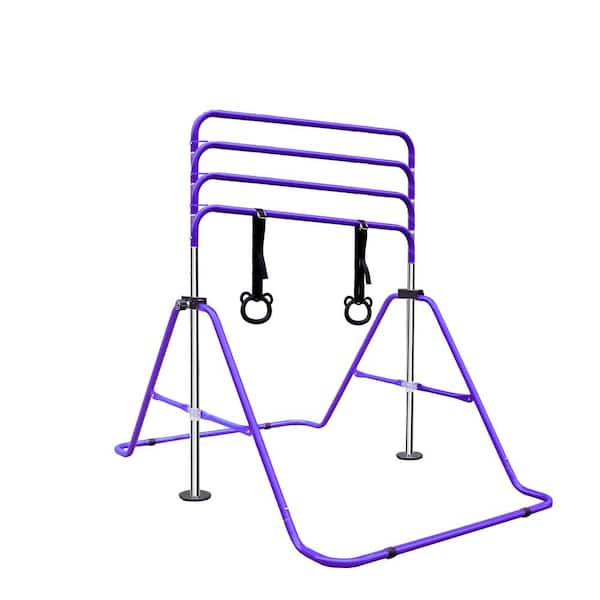 Sudzendf Purple Multi-Functional Adjustable Height Children's Horizontal Gymnastic Bar With Bear Rings