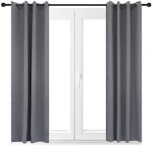 2 Indoor/Outdoor Blackout Curtain Panels with Grommet Top - 52 x 108 in (1.32 x 2.74 m) - Gray