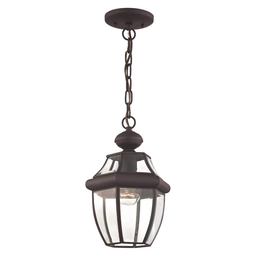 Bronze Clear Glass Outdoor Hanging Pendant Light
