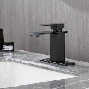 4 in. Centerset Single Handle Bathroom Faucet with Drain Kit Included in Matte Black