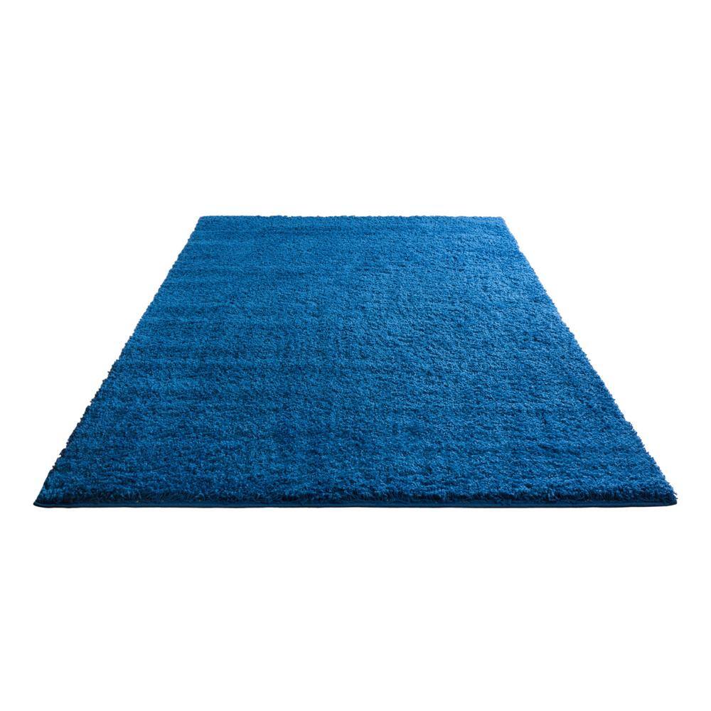 Dark Blue Luxe Shag Rectangular Area Rug 63"L x 47"W