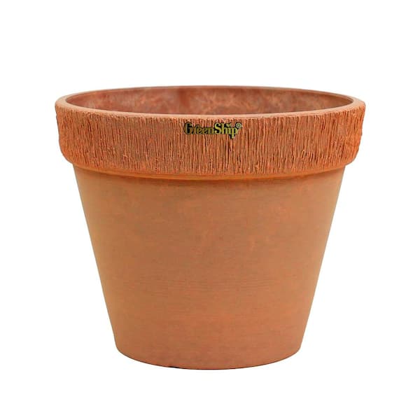 GreenShip Drizzle Standard 19.7 in. W x 15.8 in. H Terra Cotta Indoor/Outdoor Resin Decorative Planter 1-Pack