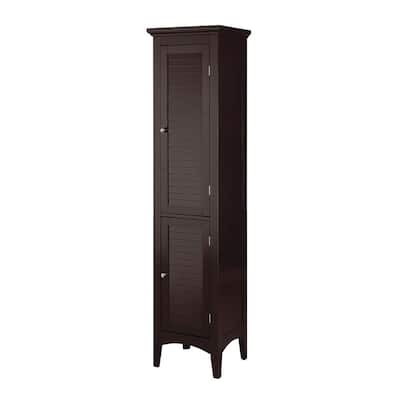 Simon 15 in. W x 63 in. H x 13 in. D Bathroom Linen Storage Tower Cabinet with 2 Shutter Doors in Dark Espresso