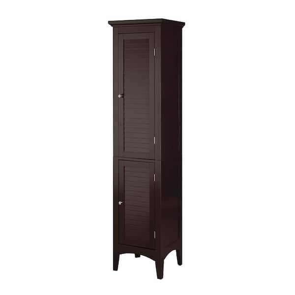 Teamson Home Simon 15 in. W x 63 in. H x 13 in. D Bathroom Linen Storage Tower Cabinet with 2 Shutter Doors in Dark Espresso