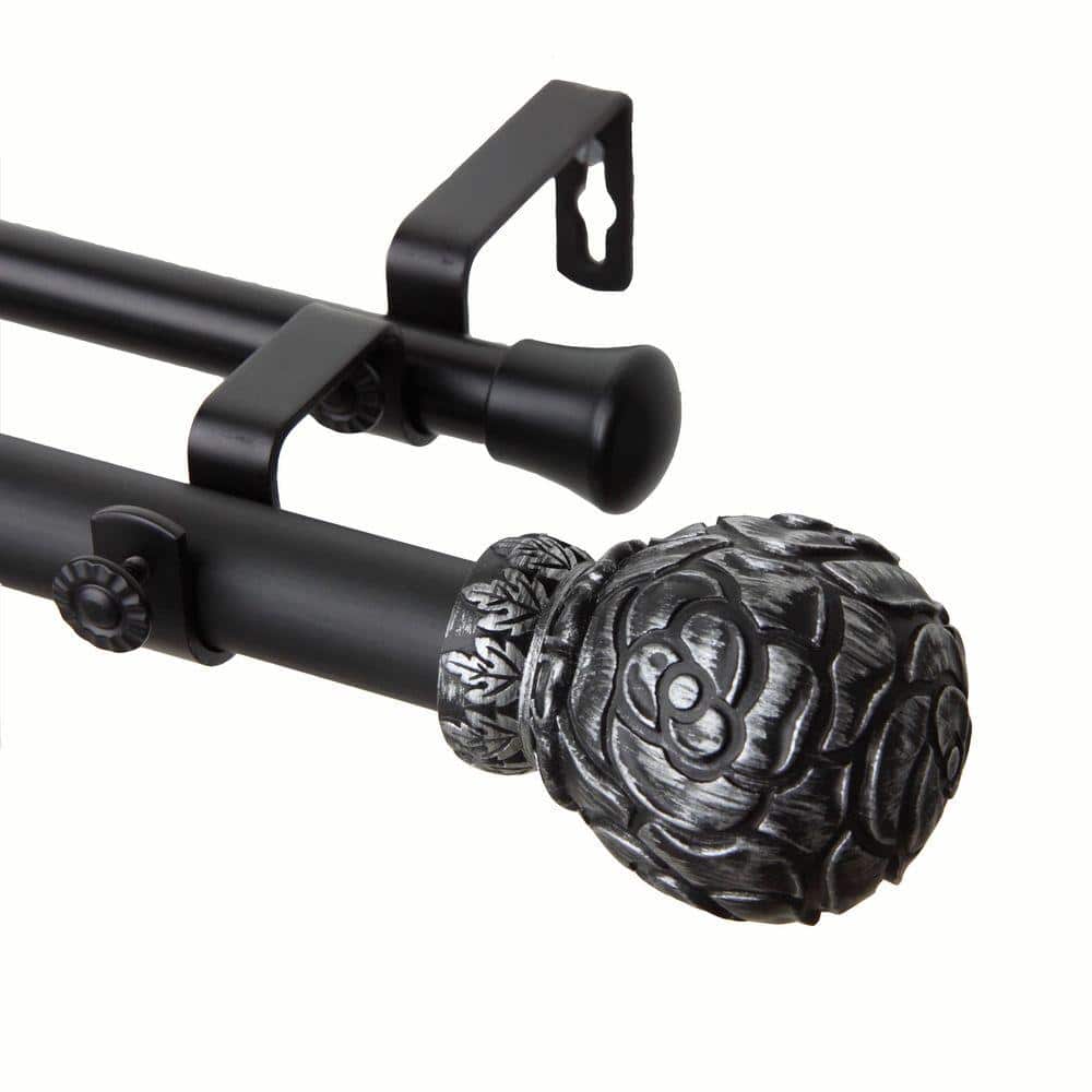 Rod Desyne Blossom Window Curtain Rod Set 48 to 84-inch Black 