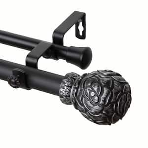 48 in. - 84 in. 1 in. Rosy Double Curtain Rod Set in Black