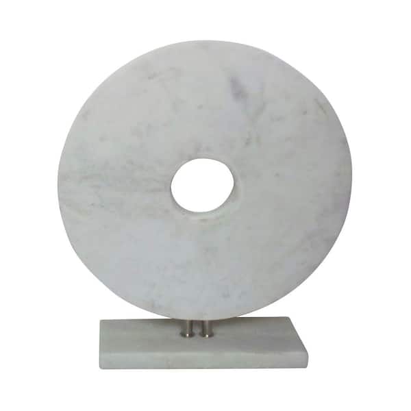 Liv & Skye Marble 16 in. Disk with Base in White