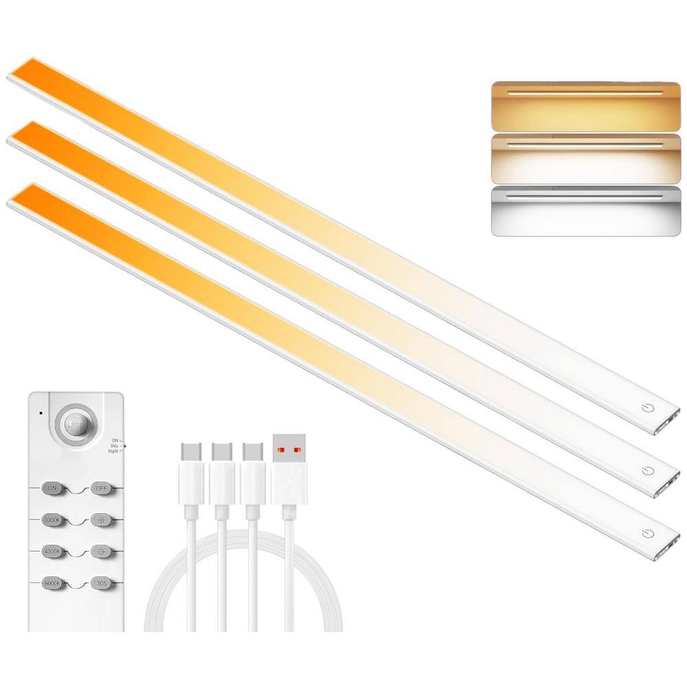 7.87 in. Dimmable 66 LED Battery Powered Under Cabinet Lights with Remote and Motion Sensor in Silver - (3-Pack) price history on PriceWatchPro