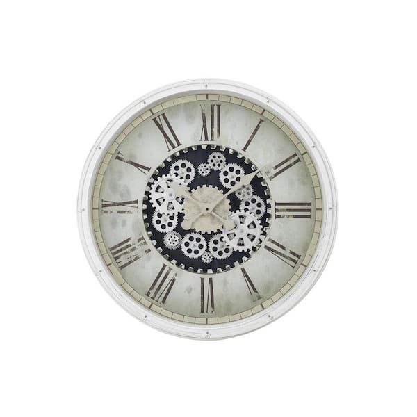 Vsmile 30 in. x 30 in. White Oversized Round Wall Clock