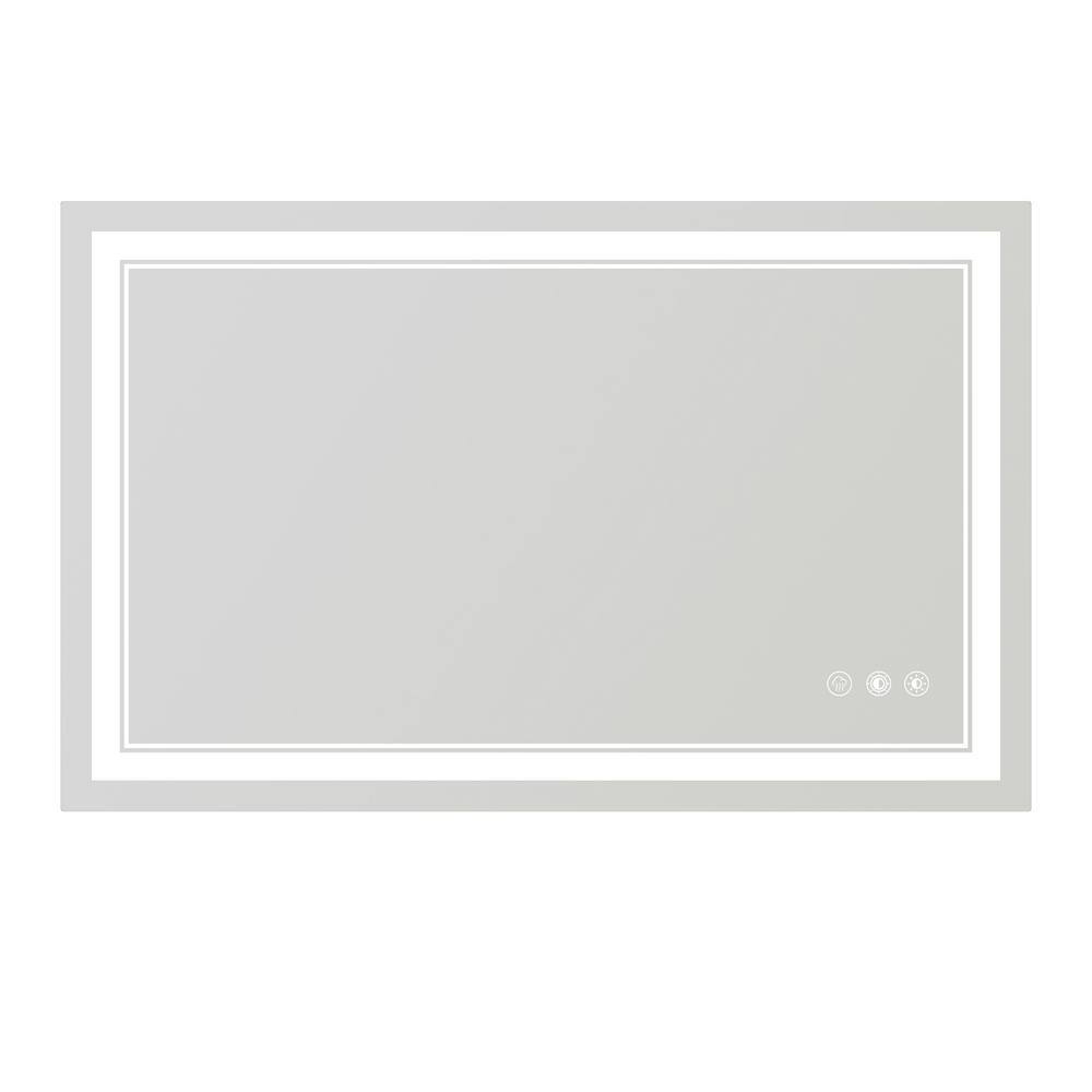 White 40 in. W x 28 in. H Modern Rectangle LED Wall Mirror w/Adjustable Col