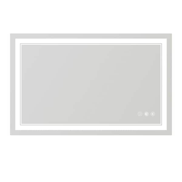 Unbranded White 40 in. W x 28 in. H Modern Rectangle LED Wall Mirror w/Adjustable Color Temperatures and Anti-Fog for Living Room