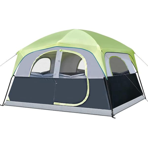 Camping Tent 10 ft. x 9 ft. Fluorescent green 6 Person Waterproof Windproof Double Layer Family Camping