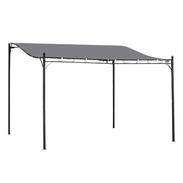 10 ft. x 13 ft. Steel Frame Gray Outdoor Pergola Gazebo with Drainage Holes for Backyard, Pool, Deck, Garden, Backyard