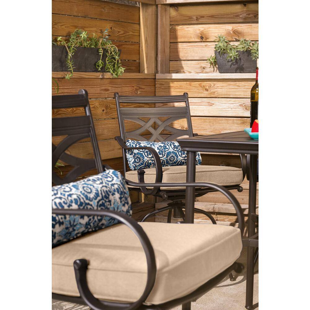 Elegant Montclair 3-Piece Tan High-Dining Patio Set with Swivel Chairs