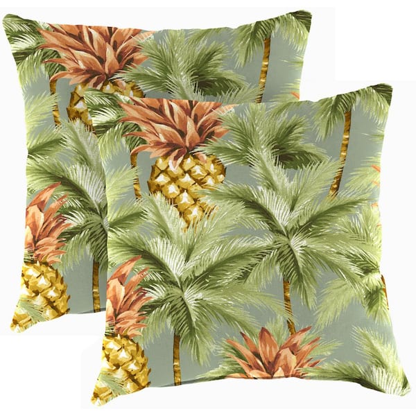 Jordan Manufacturing 18 in. L x 18 in. W x 4 in. T Outdoor Throw Pillow in Luau Breeze (2-Pack)