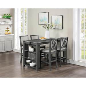 New Classic Furniture Amy 5-piece Wood Top Rectangle Counter Dining Set, Gray