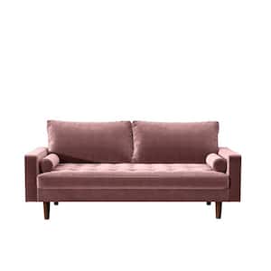 Civa 69.6 in. Tea Rose Velvet 3-Seater Lawson Sofa with Removable Cushions