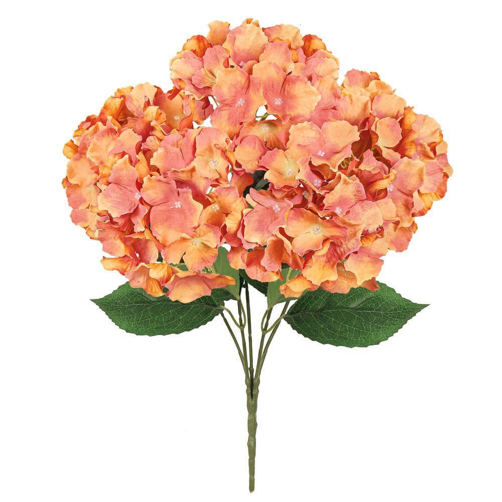 Hydrangea4936　0419 LIVING LUXURY 19 in. Dusty Orange Artificial Hydrangea Flower Stem