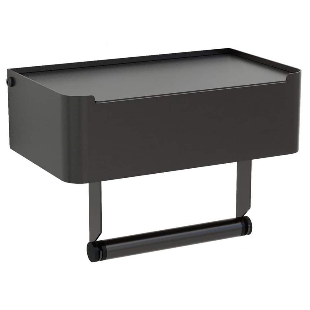 Stainless Steel Wall Mounted Toilet Paper Holder in Matte Black with Shelf for Bathroom Wipe Storage price history on PriceWatchPro