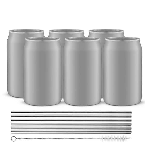 JoyJolt 16 oz. Grey Stainless Can Tumbler, (Set of 6)