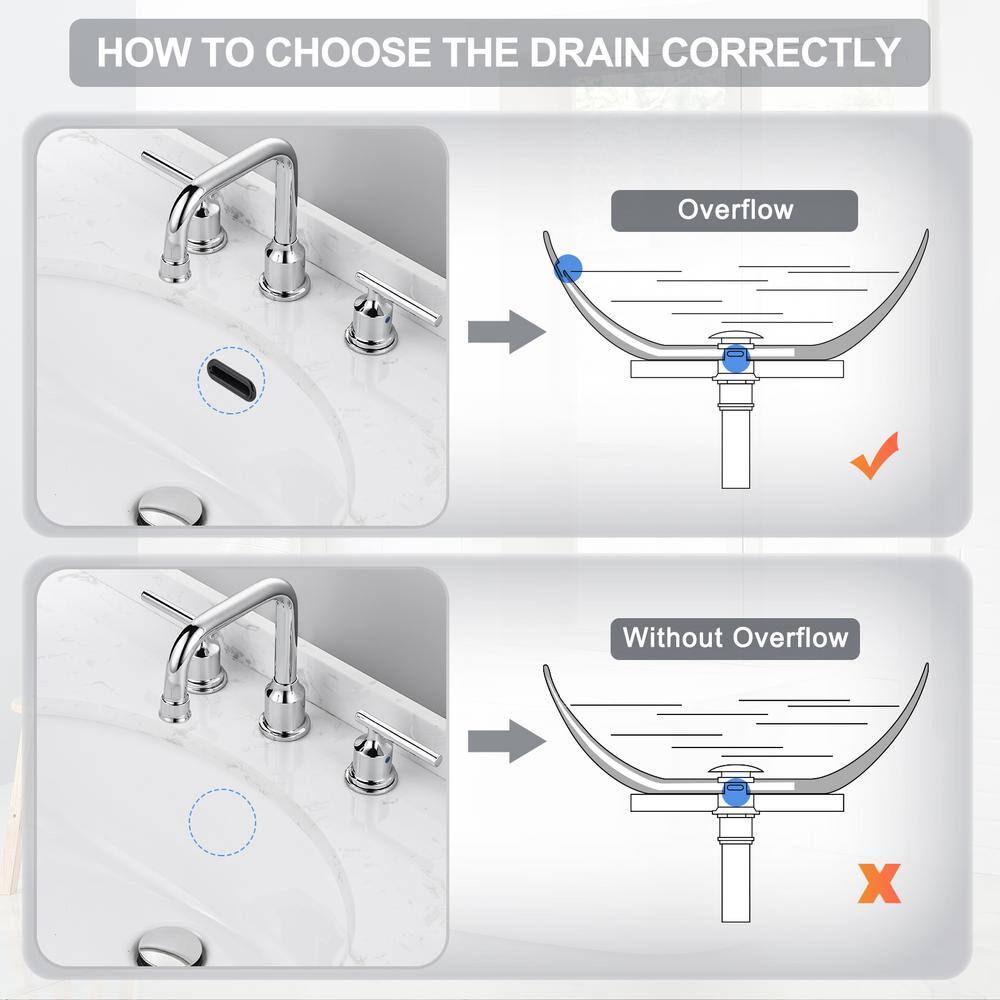 Chrome Pop-Up Drain Stopper with Overflow Assembly, 2-Pack