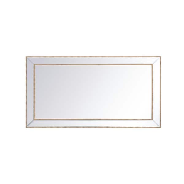 Unbranded Timeless Home 32in. H x 60in. W Contemporary Iris Beaded Rectangular Wall Mirror in Antique Gold