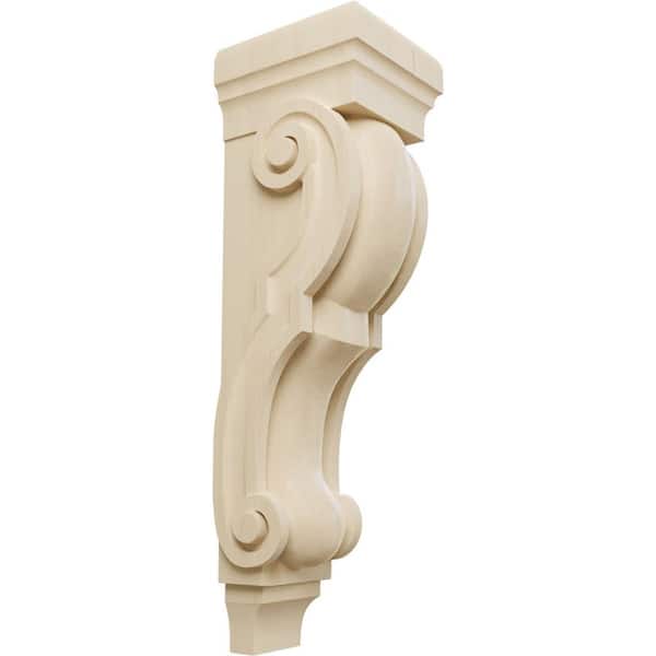 Ekena Millwork 9 in. x 8 in. x 30 in. Unfinished Wood Rubberwood Large Jumbo Traditional Corbel