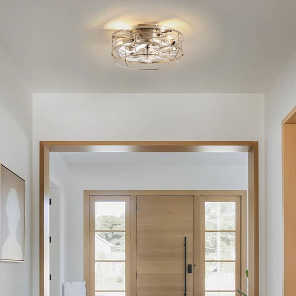 Sampson 12 in. 3-Light Indoor Satin Nickel Small Ceiling Fan with Light Kit and Remote Included