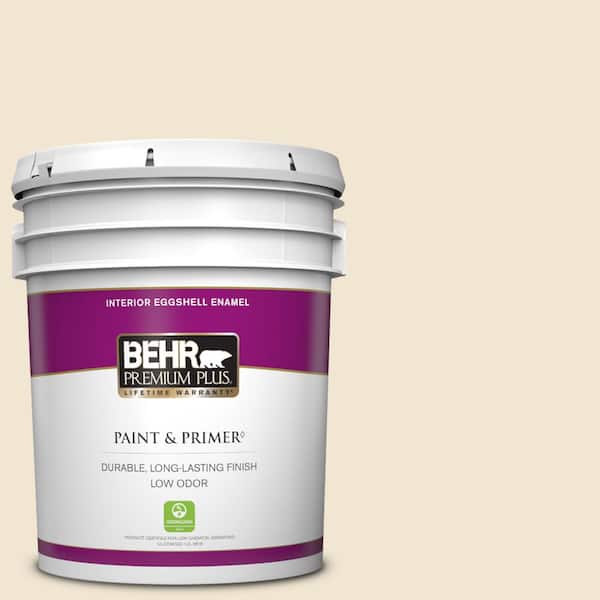 BEHR PREMIUM PLUS 5 gal. Home Decorators Collection #HDC-FL13-5 Rye Flour Eggshell Enamel Low Odor Interior Paint & Primer
