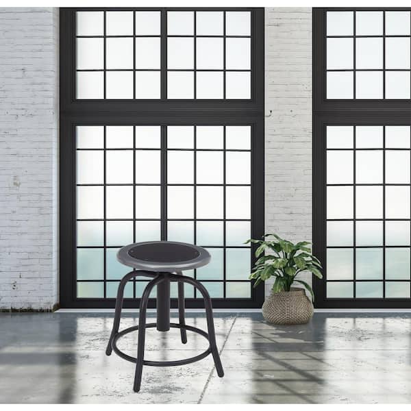 18 in. to 25 in. Height Black Seat and Black Frame Adjustable Swivel Stool