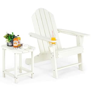 HDPE Resin Patio Side Table Set Weather-Resistant Cup Holder Adirondack Chair (2-Pieces)