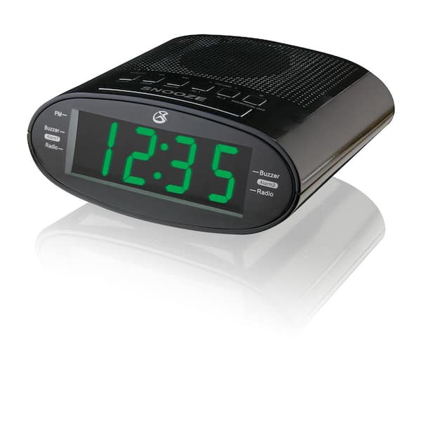 Black Led Dual Alarm Clock Radio, Am Fm Radio Alarm Clock