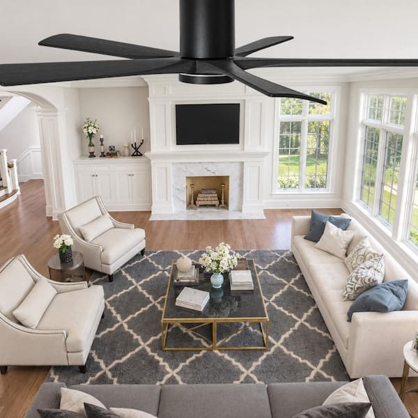 Overhead Fans Duclsaty 60 in Solid Wood Ceiling Fan with Light Remote Dimmable Full ...