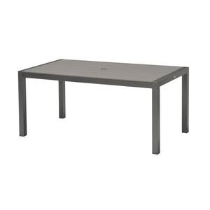Solana Cosmos Grey Rectangular Aluminum Outdoor Dining Table with Wood Top