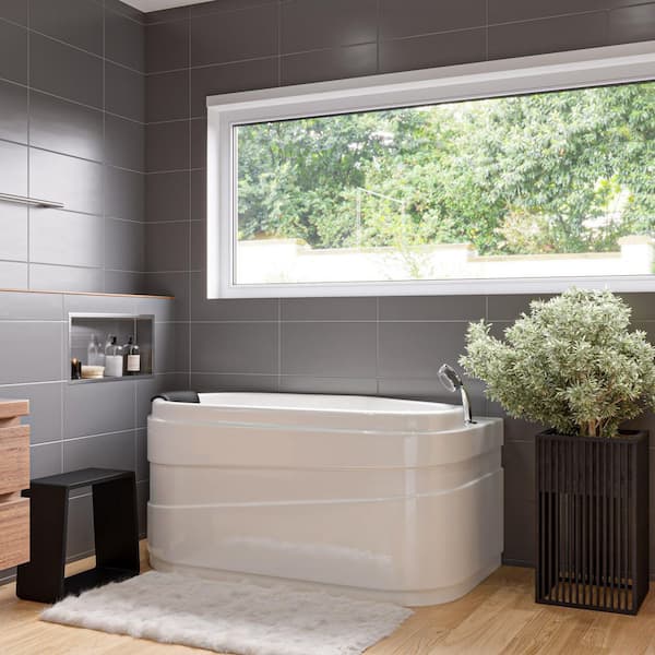 57 in. Acrylic Flatbottom Whirlpool Bathtub in White