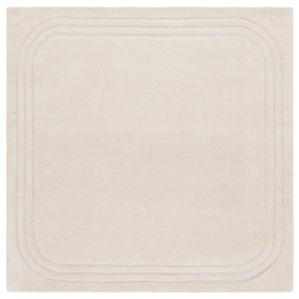 Metro 6 ft. x 6 ft. Ivory Solid Border Square Area Rug