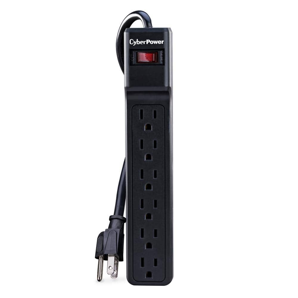 CyberPower 3 ft. 6Outlets Power Strip Cord, Black GS603 The Home Depot
