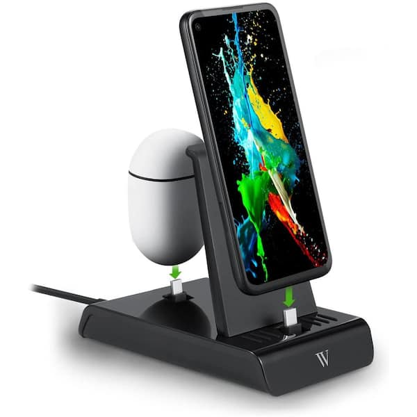 Wasserstein 2 In 1 Charging Station For Google Pixel Samsung Galaxy Moto One And Other Usb C Phones Wireless Earbuds Pixel2in1chargst The Home Depot