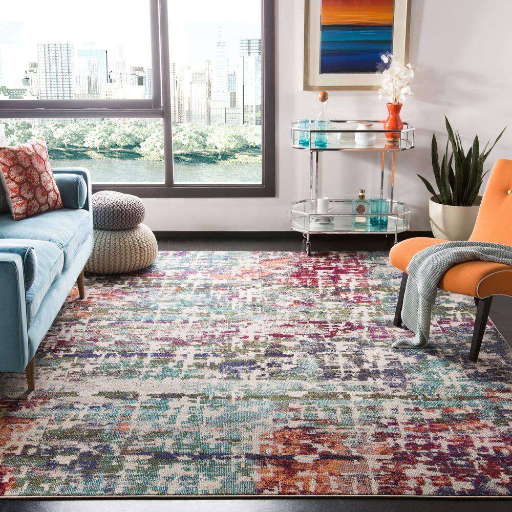 Metro-Mod Chic Blue/Green 8' x 10' Synthetic Easy-Care Area Rug