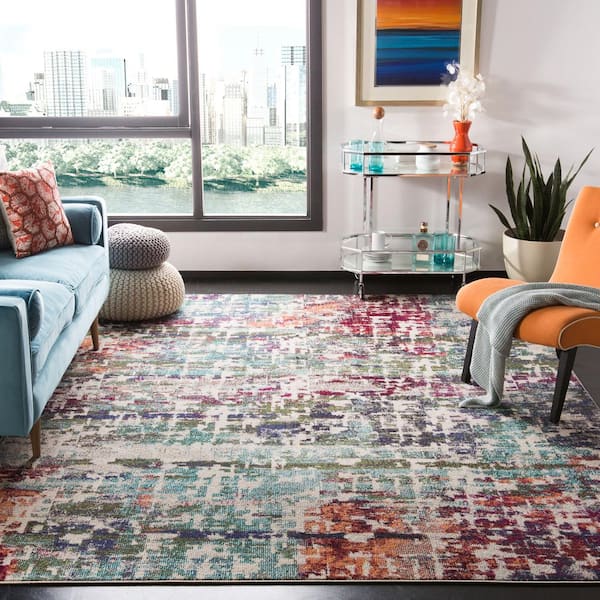 Madison Blue/Green 9 ft. x 12 ft. Geometric Area Rug