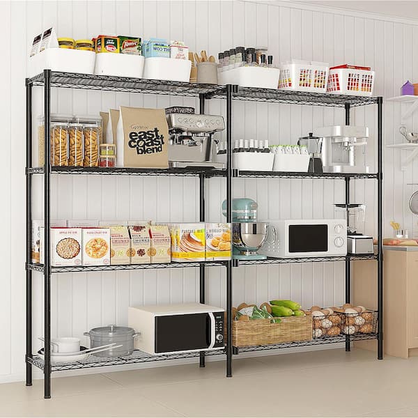 4 Tiers Steel Adjustable Garage Storage Shelving Unit in Black (70.9 in. W x 71 in. H x 13.8 in. D)