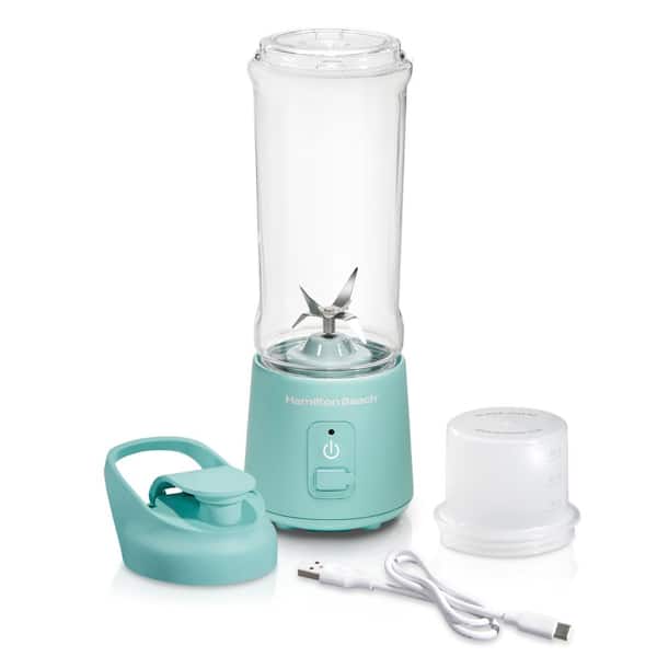 Blend Now 16 oz. Single Speed Aqua Cordless Portable Blender with Travel Lid
