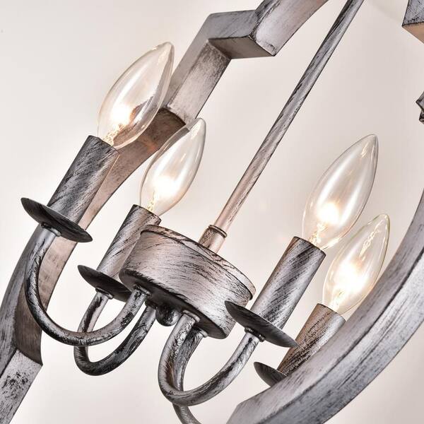 Maxax Miami 4 -Light Silver Geometric Chandelier with Wrought Iron 