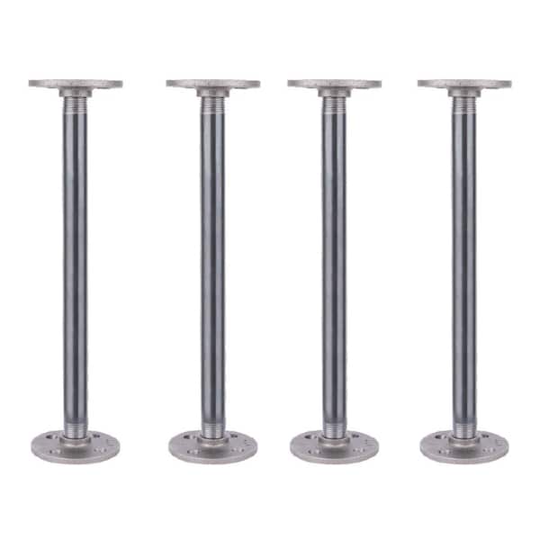 PIPE DECOR 1/2 in. x 1 ft. L Black Steel Pipe Flange Table Leg Kit (Set of 4)