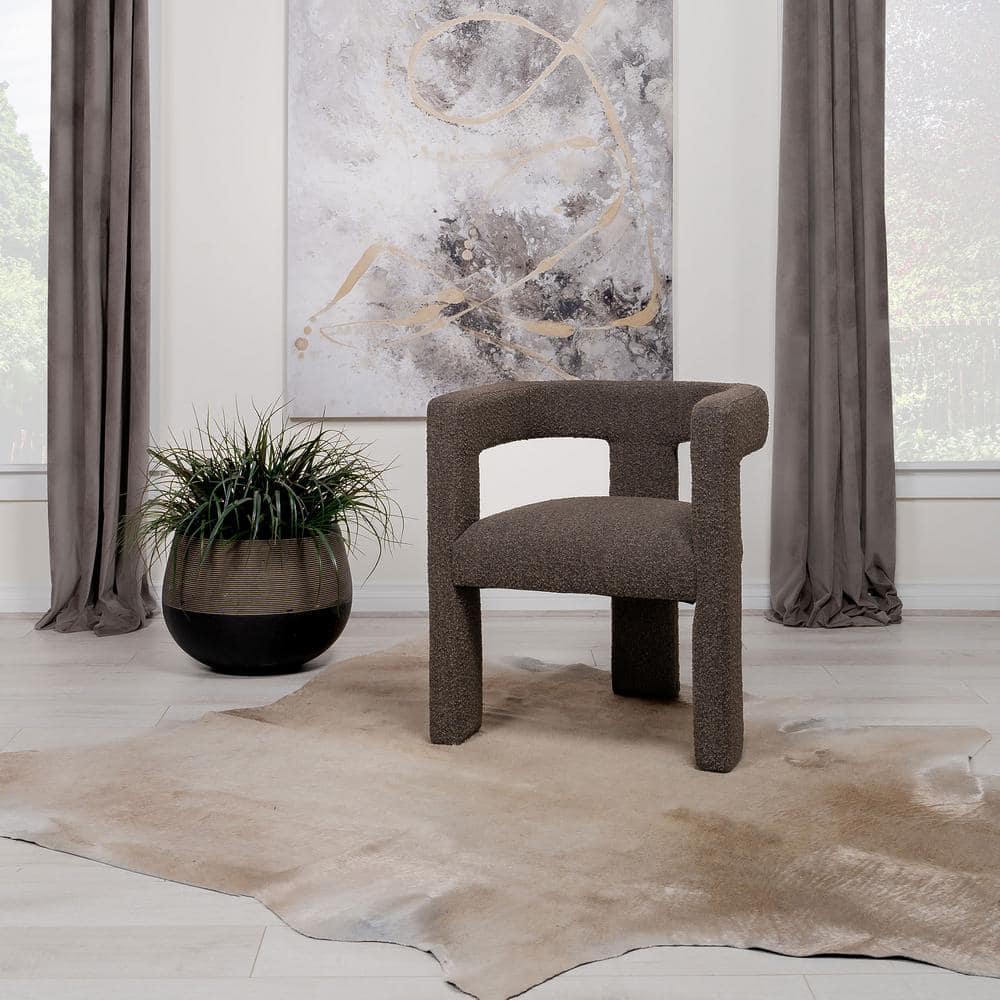 Chocolate Brown Bouclé Upholstered Modern Accent Chair