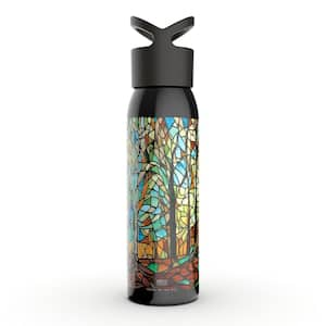 24 oz. Sanctuary Panther Black Reusable Single Wall Aluminum Water Bottle with Threaded Lid