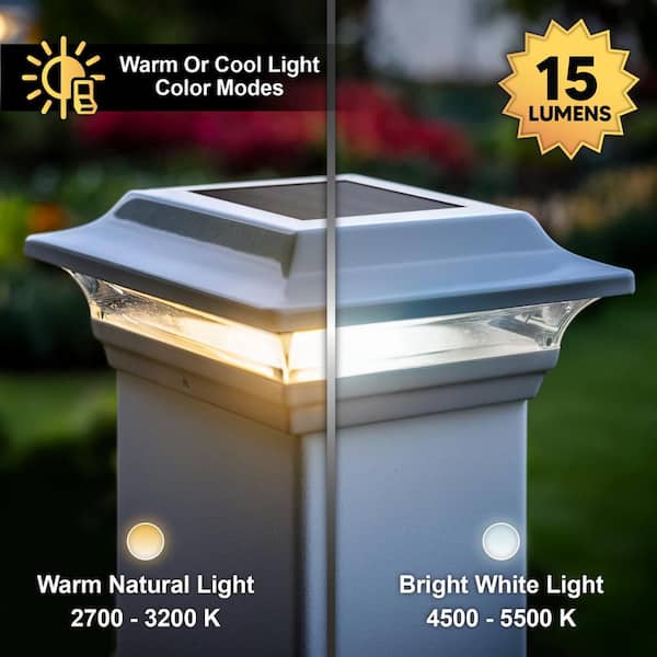 Classy Caps 3-in x 3-in 20-Lumen 1-Watt White Solar LED Outdoor Post Cap Light (4500 K)