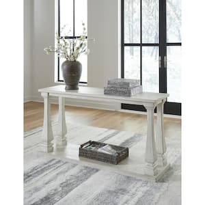 Arlendyne 60 in. Antique White Rectangular MDF Console Table with Shelf